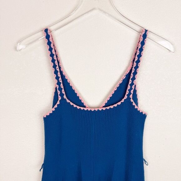 Boden Blue Knit Mini Sun Dress Spaghetti Strap New Size 6 - Picture 6 of 8